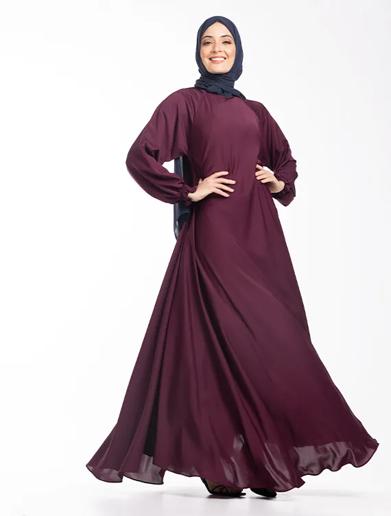 Plum Zip Umbrella Abaya