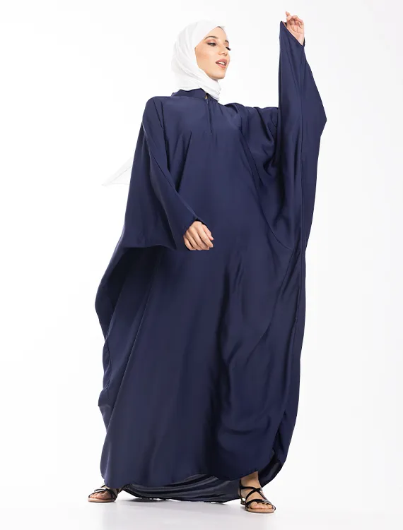 Navy Zip Batwing Abaya