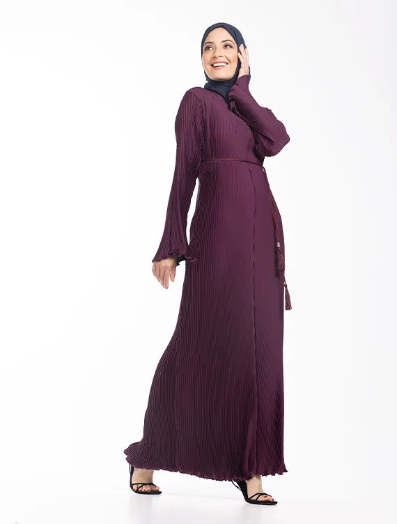 Plum Pleated Abaya