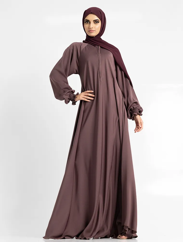 Mauve Mid Zip Umbrella Abaya