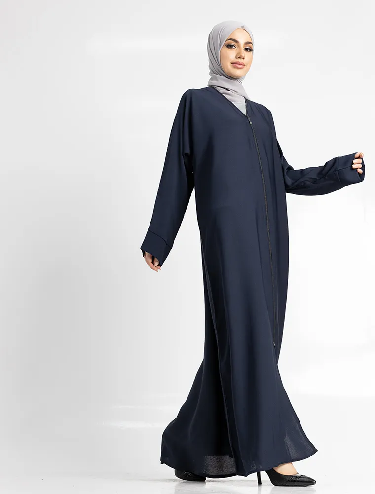 Navy Zip Open Abaya