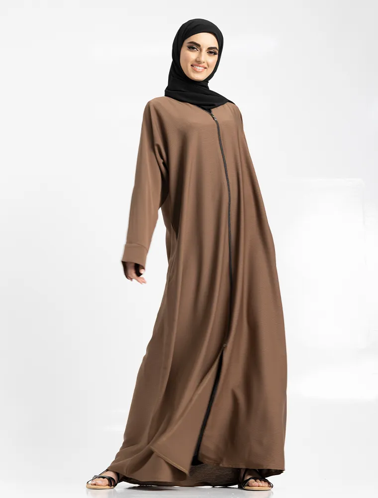 Mocha Zip Open Abaya