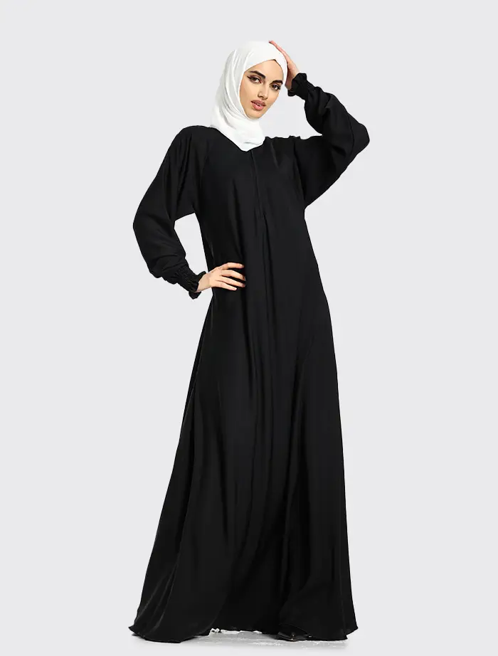 Black Mid Zip Umbrella Abaya