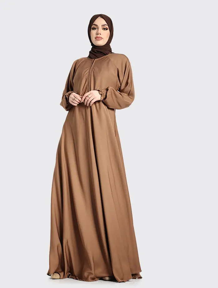 Mocha Mid Zip Umbrella Abaya