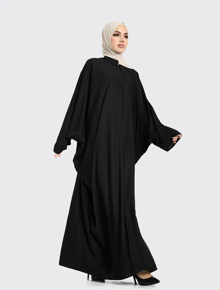 Black Zip Batwing Abaya
