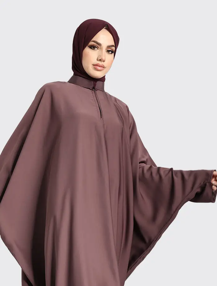 Mauve Zip Batwing Abaya