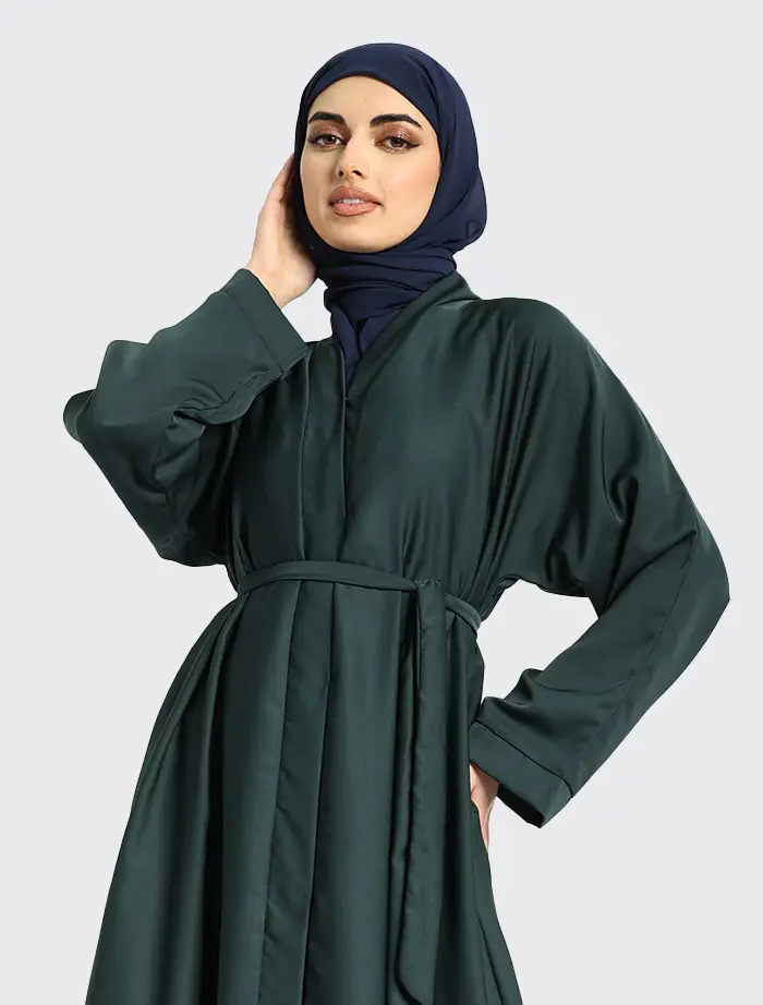 Bottle Green Open Abaya
