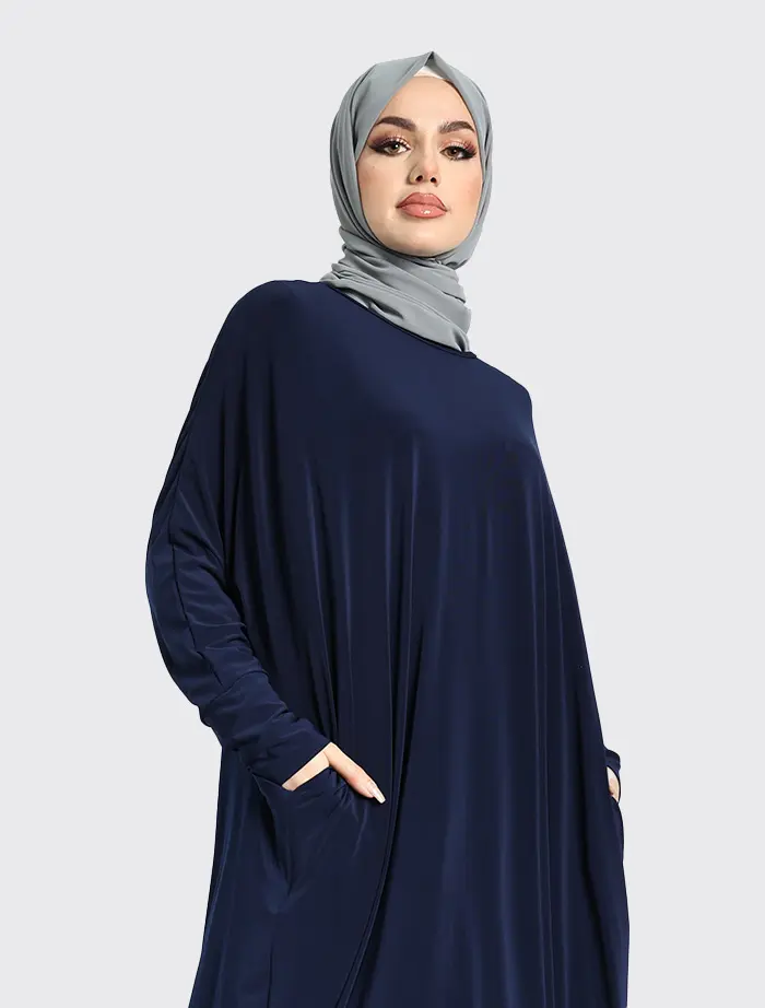 Navy Batwing Jersey Abaya