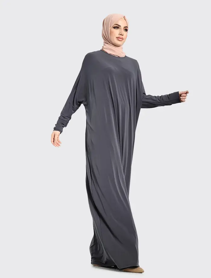 Grey Batwing Jersey Abaya
