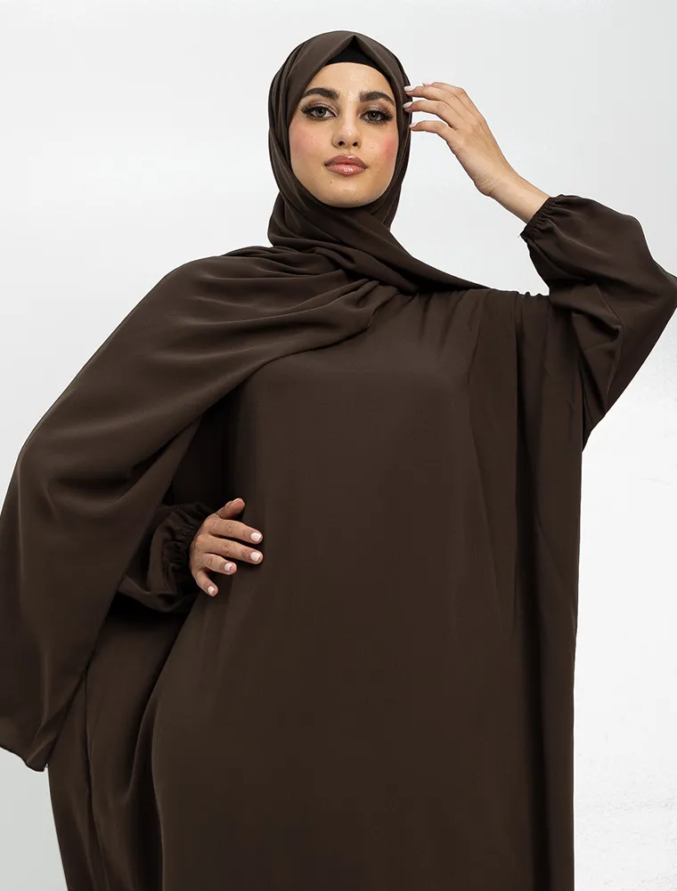Brown Instant Hijab Abaya