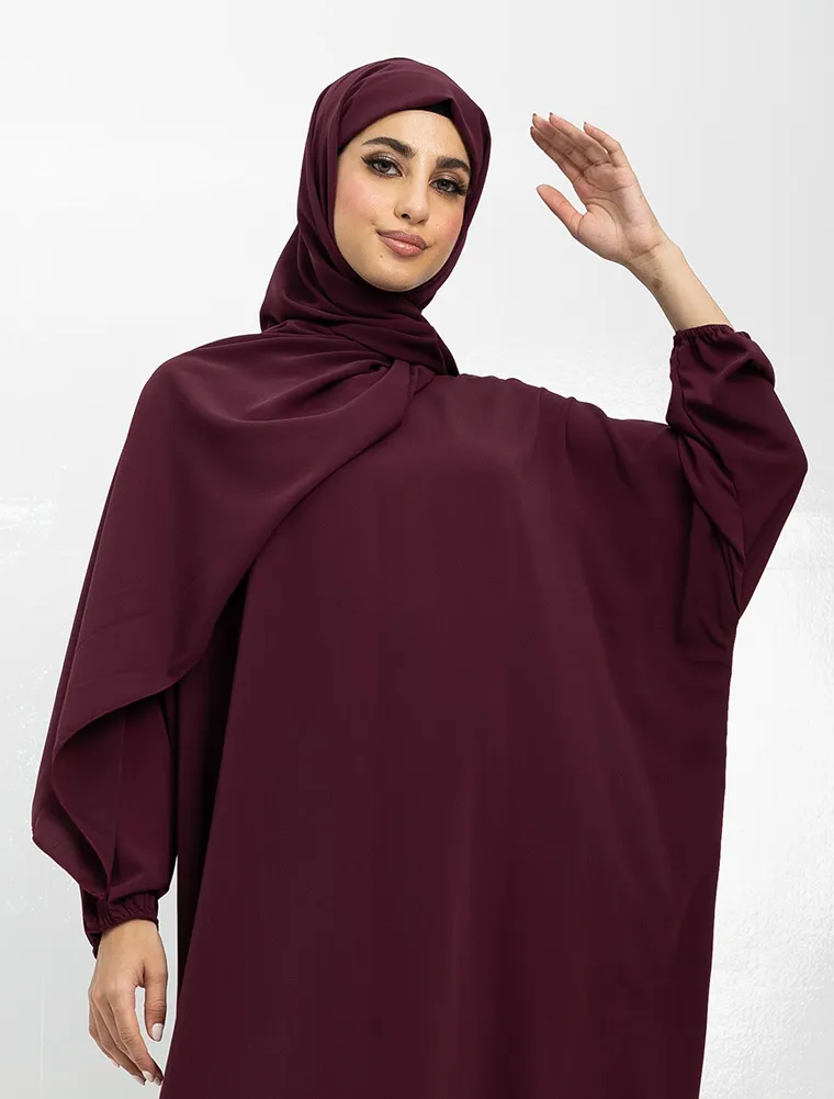 Plum Instant Hijab Abaya