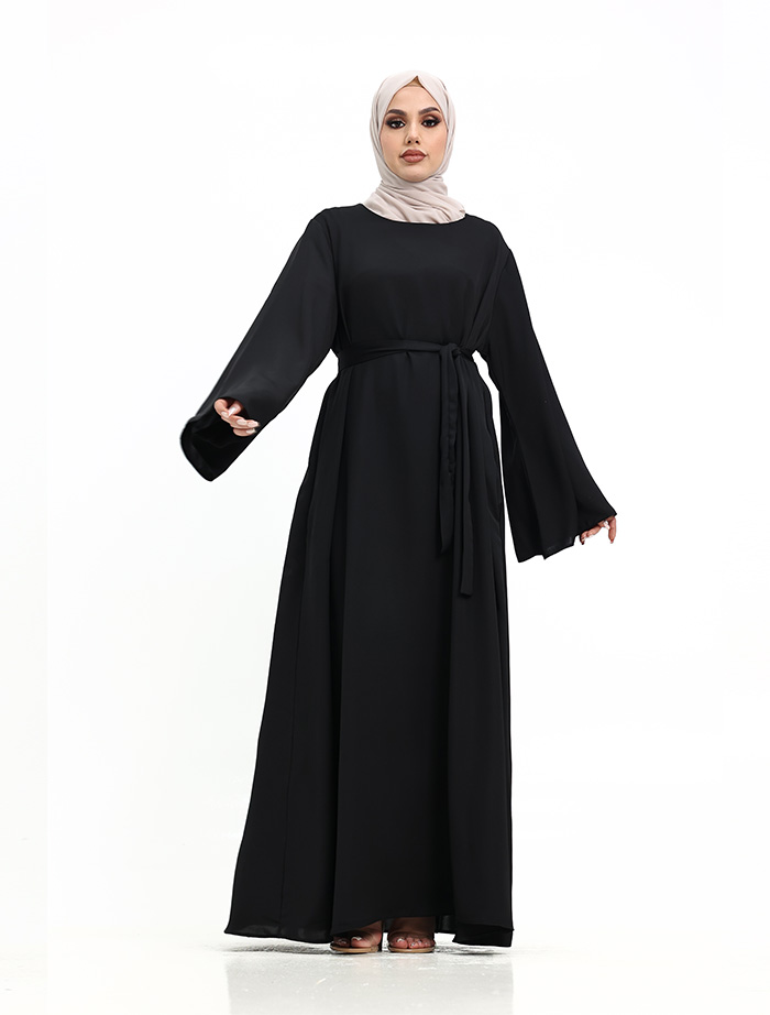 Black Wide Sleeve Plain Abaya