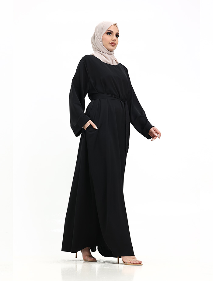 Black Cuff Plain Abaya