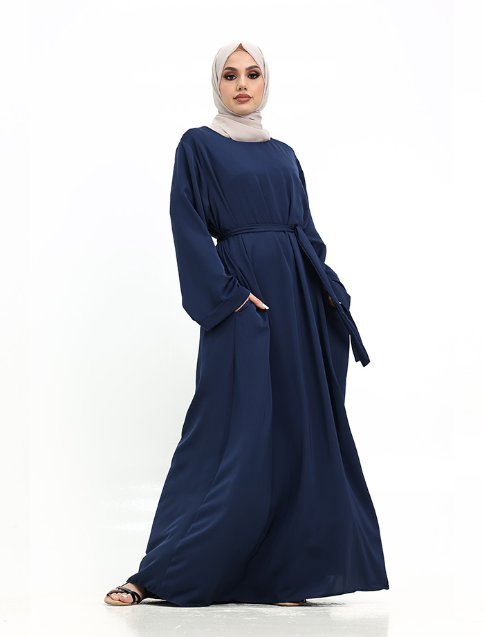 Navy Cuff Plain Abaya