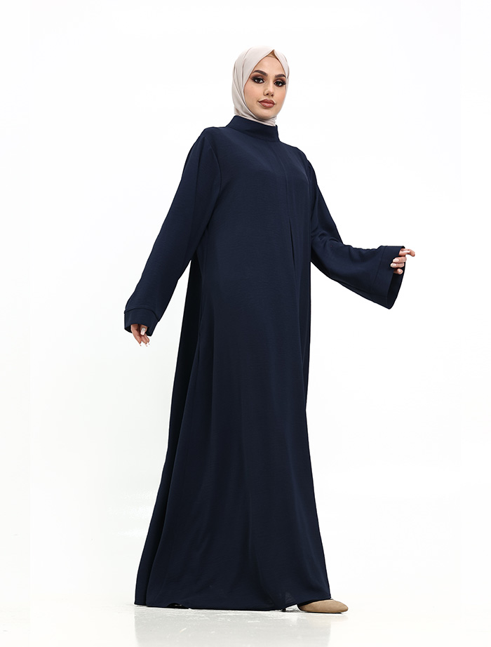 Navy Pleat Plain Abaya