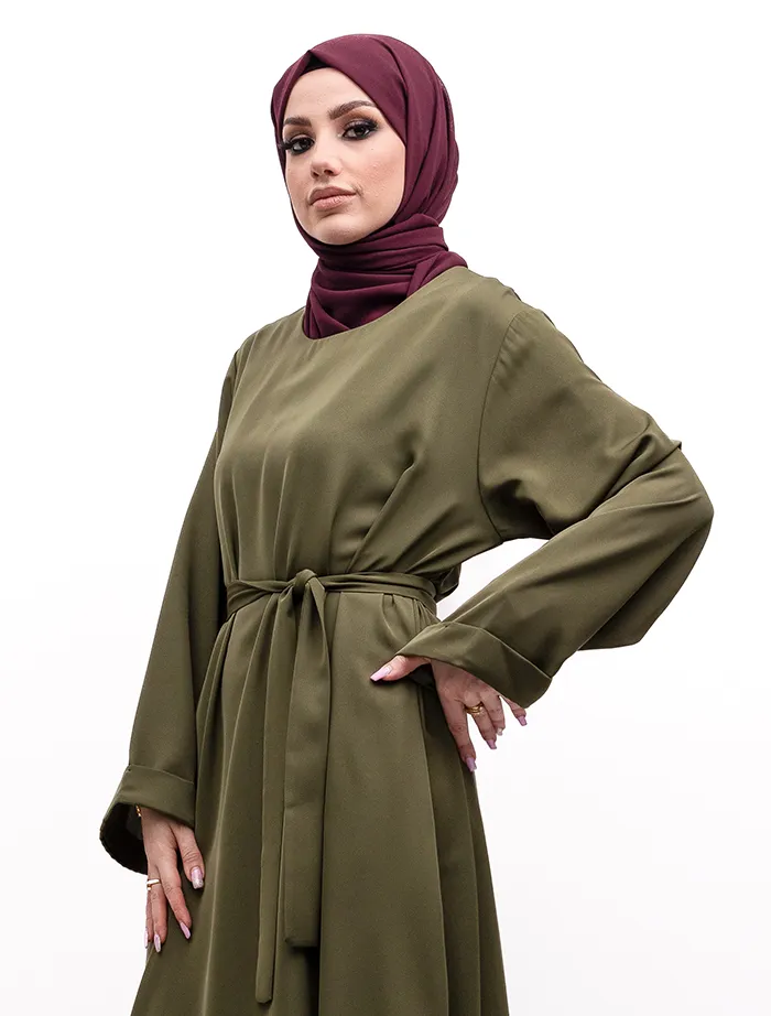 Olive Cuff Plain Abaya