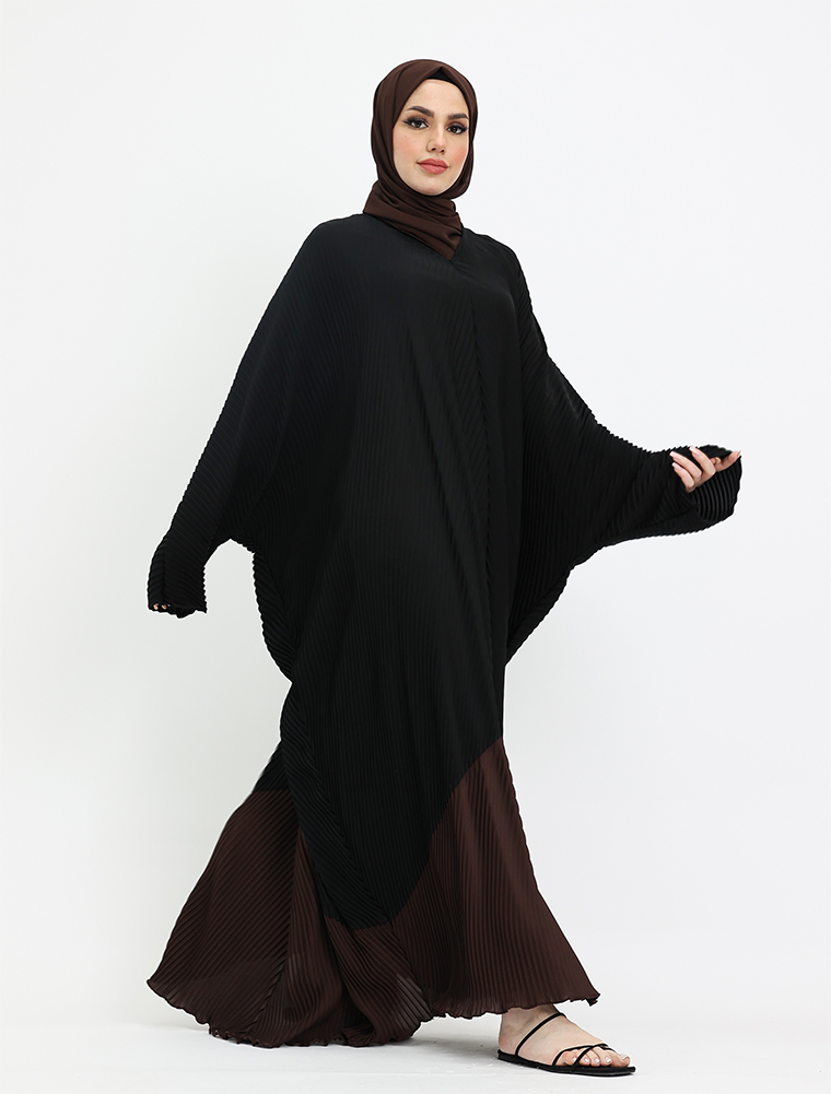 Brown Pleated Batwing