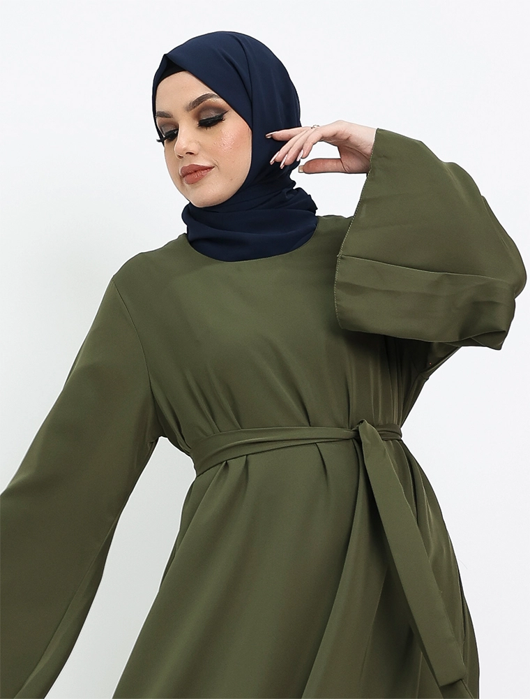 Olive Wide Sleeve Plain Abaya