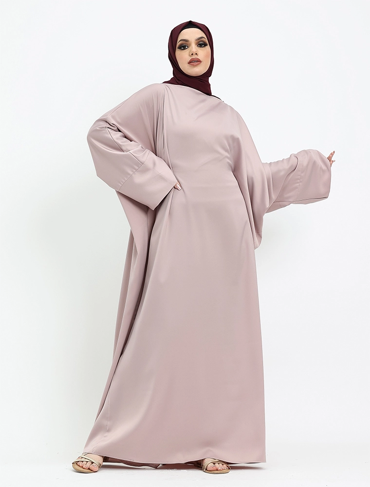 Rose Pink Plain Satin Batwing
