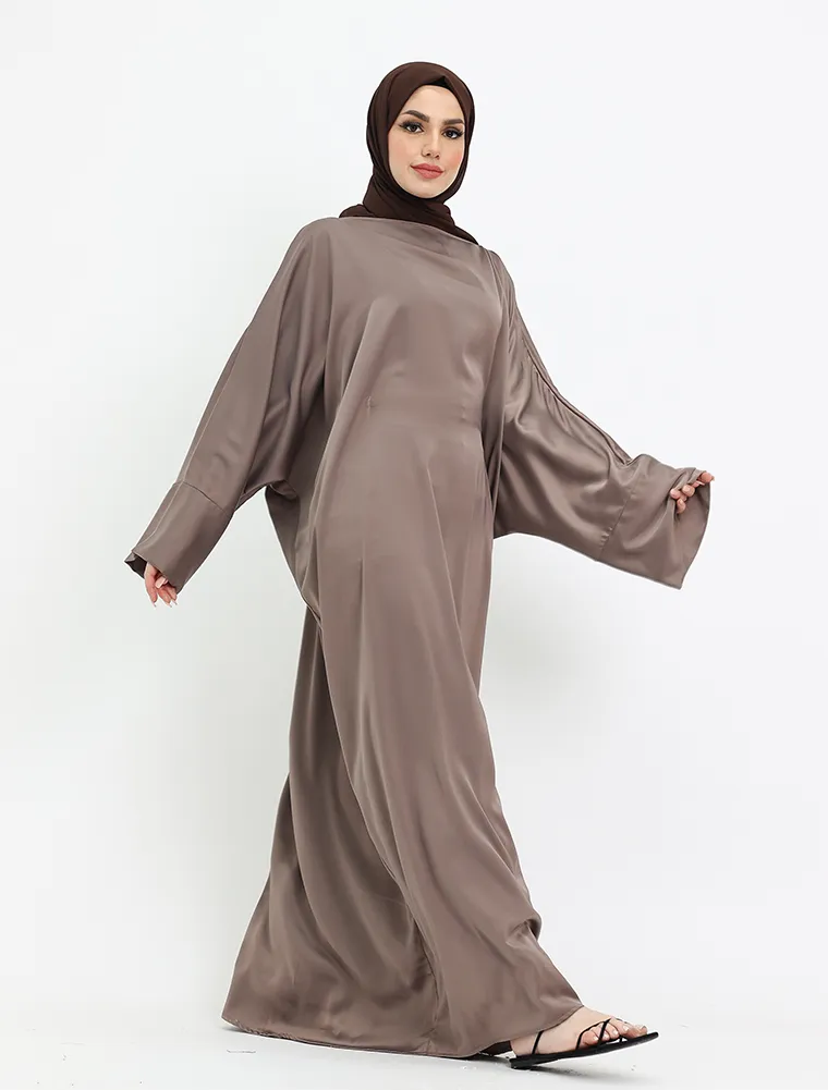 Mocha Plain Satin Batwing