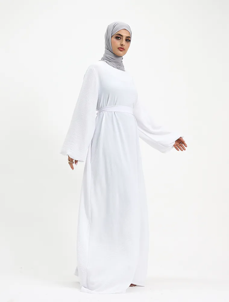 White Linen Feel Essential Abaya