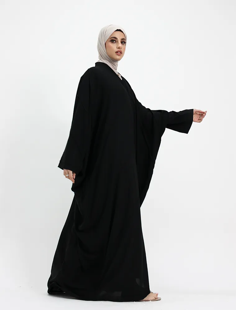 Black Linen Feel Batwing