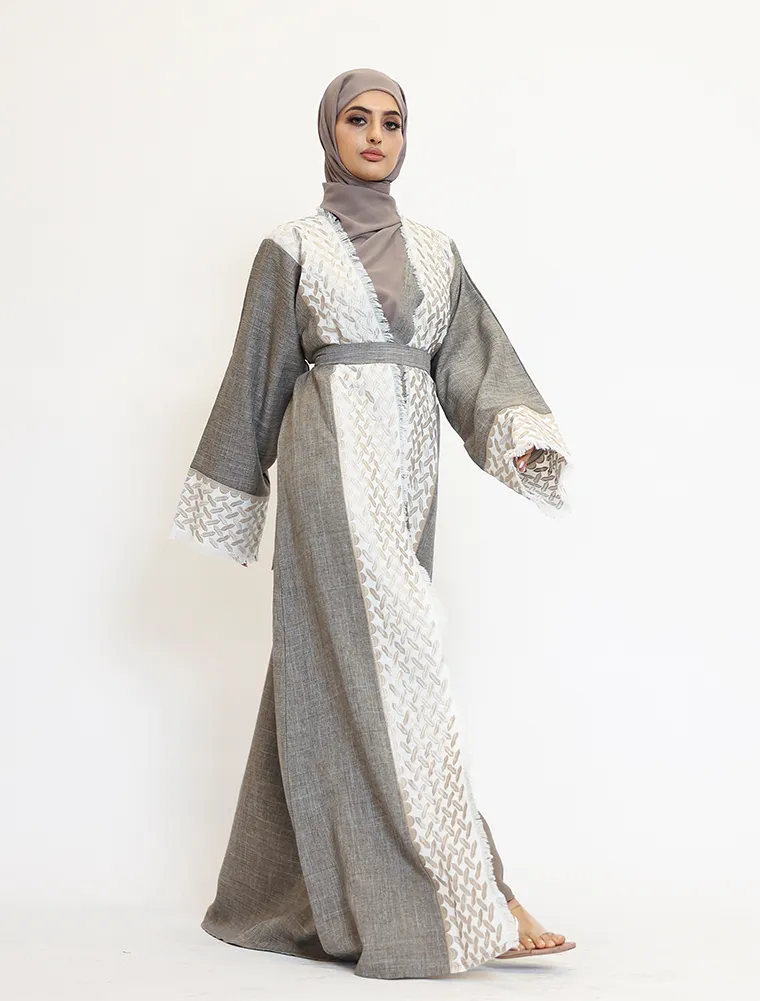 Mocha Open Keffiyeh 2 Piece