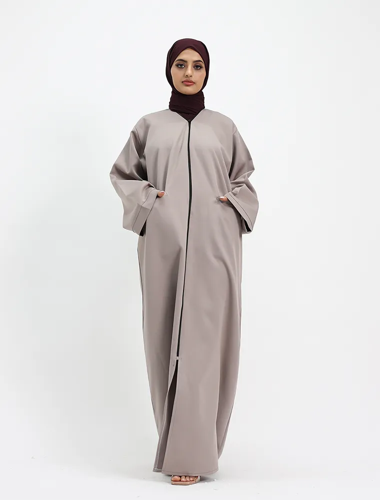 Stone Front Zip Open Abaya